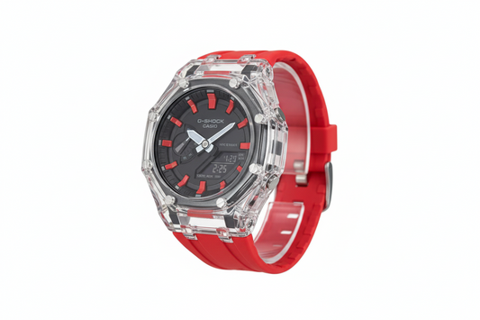 Custom G Shock Mod - Casioak - Clear Red Edition